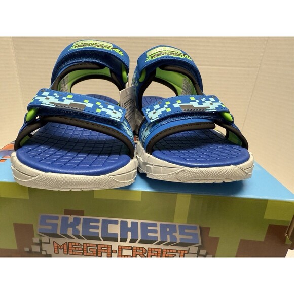 Skechers Mine-Craft Mega-Splash 4K Boys/Girls Sandals Hoop&Loop Strap Sz 1 New - Picture 11 of 16